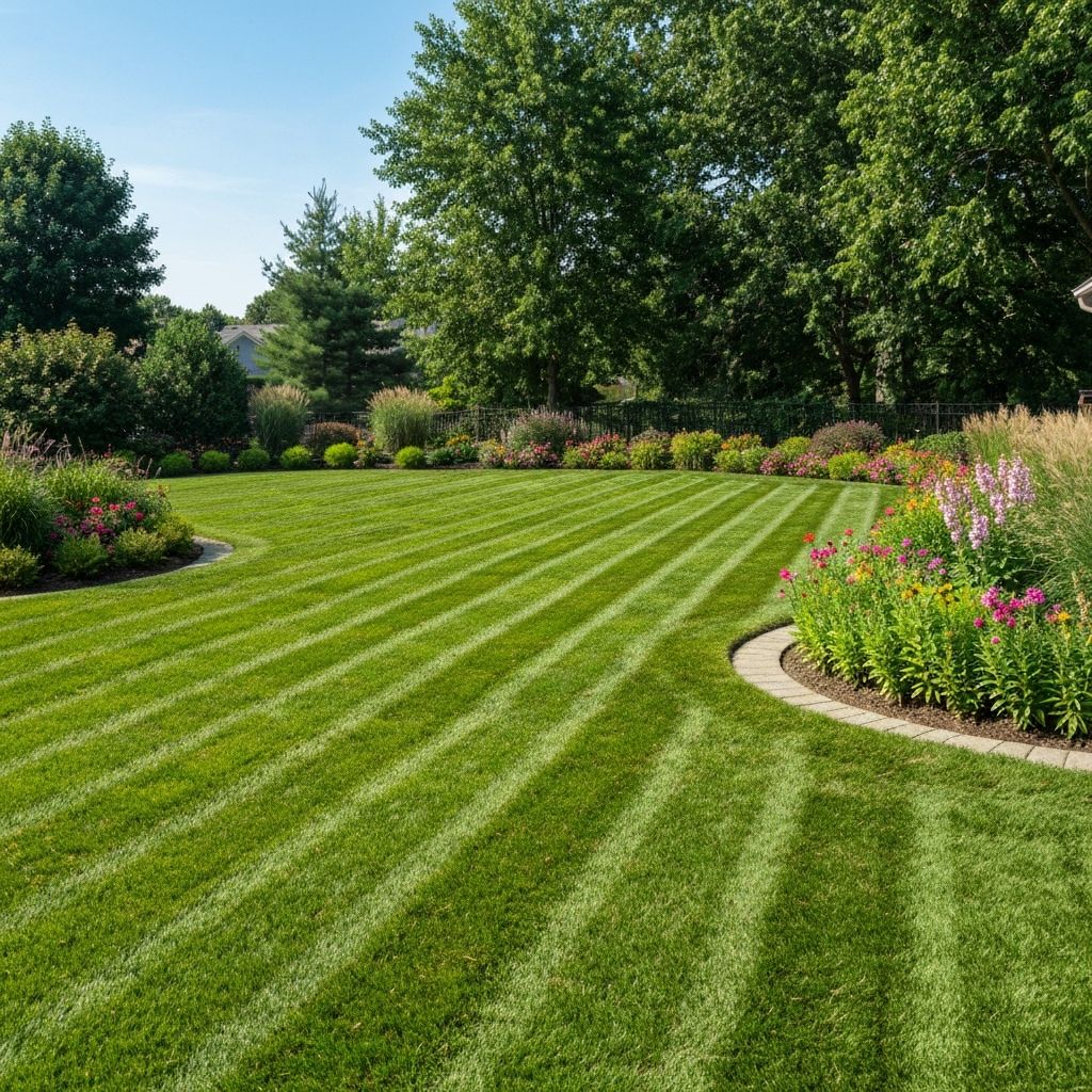 Professionally maintained lawn with crisp edges